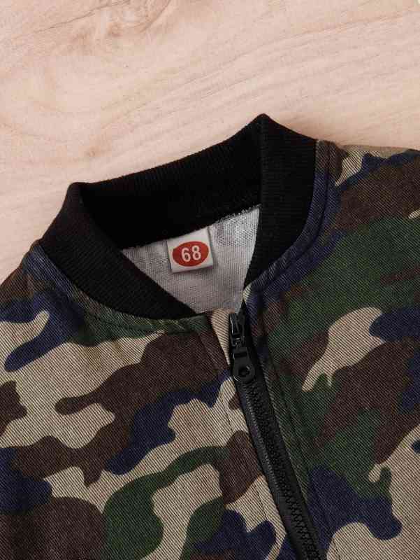Baby Camo Print Zipper Bomber Jacket SHE