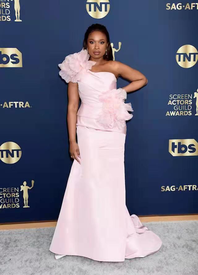Blush Pink One Shoulder Mermaid Evening Dresses For Women 2022 Handmade Flowers Simple Satin Red Carpet Dress Long Special Occasion Dresses Prom Gowns