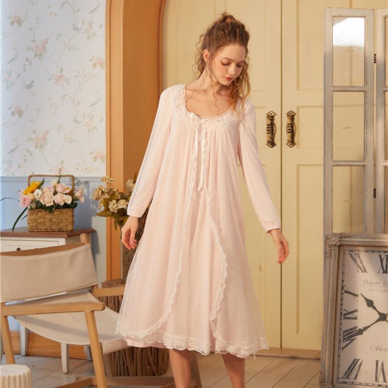 Women' Sleepwear Romantic Vintage Nightgowns Women Autumn Mesh Long Sleeve Fairy Night Dress Victorian Lace Peignoir Elegant Nightwear, Pink
Women' Sleepwear Romantic Vintage Nightgowns Women Autumn Mesh Long Sleeve Fairy Night Dress Victorian Lace Peignoir Elegant Nightwear, Pink