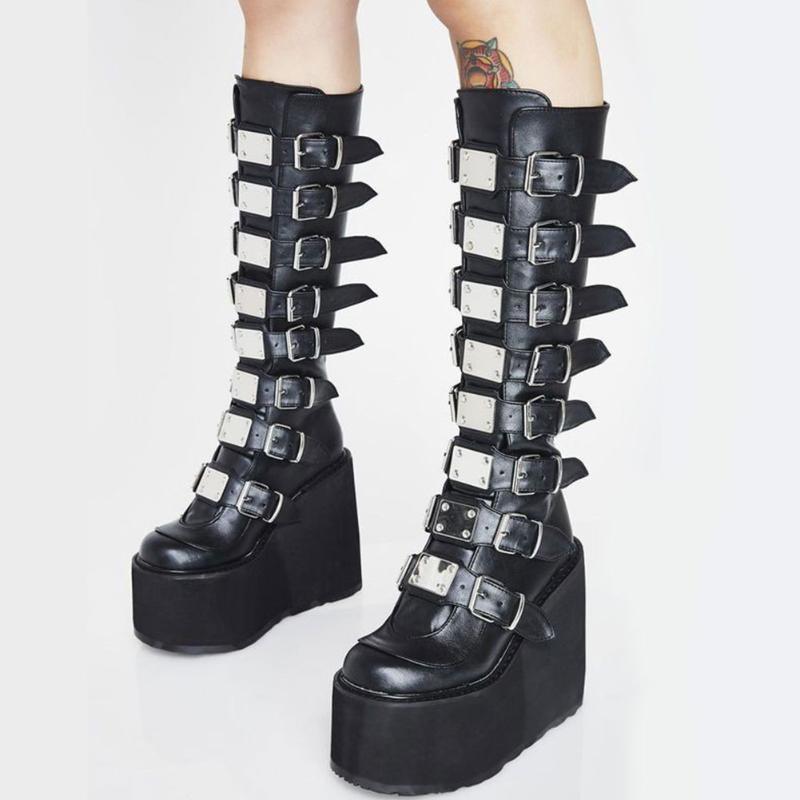 Boots Brand Design Big Size 43 Black Gothic Style Cool Punk Motorcycles Female Platform Wedges High Heels Calf Women Shoes
Boots Brand Design Big Size 43 Black Gothic Style Cool Punk Motorcycles Female Platform Wedges High Heels Calf Women Shoes