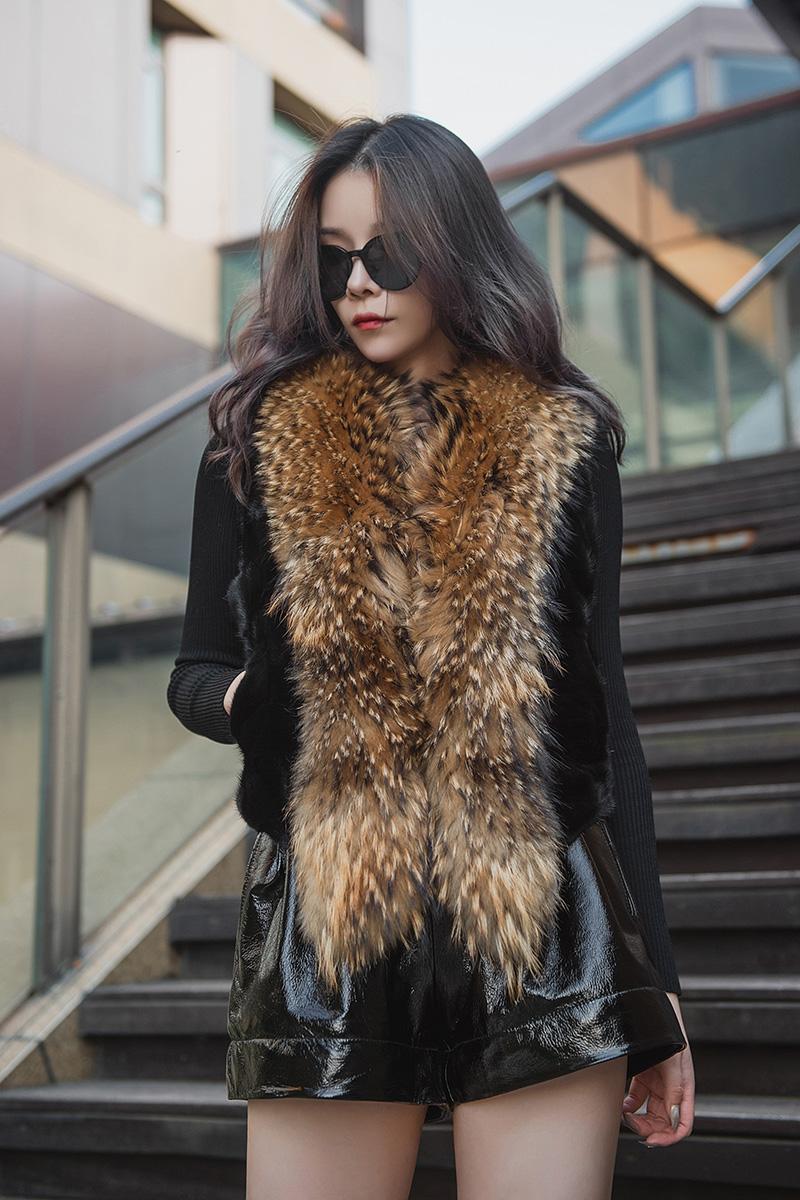 Women's Fur & Faux Mink Vest 2021, Vest, Winter Jacket, Collar, Sleeveless Herning