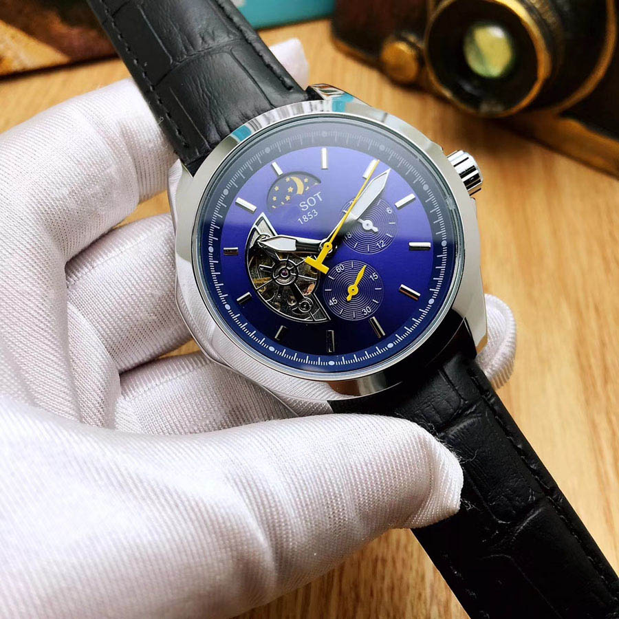 Brand Watch Men TISS 1853 Automatic mechanical Multifunction style Leather strap wrist Watches Small dials can work TT02, Slivery;brown
Brand Watch Men TISS 1853 Automatic mechanical Multifunction style Leather strap wrist Watches Small dials can work TT02, Slivery;brown