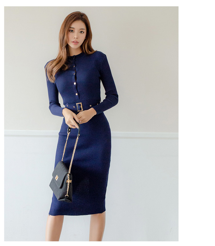 Sweater Dress Women Korean Knitted es Autumn Long sleeve Knit sheath Midi Female Sexy Vestido 210519