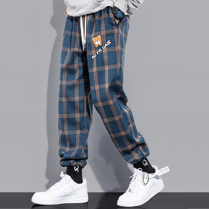 Men's Pants Men Summer Plaid Jogger Casual Checked Trousers Fashion Streetwear Sweatpants Hip Hop Blue Checkered Sports