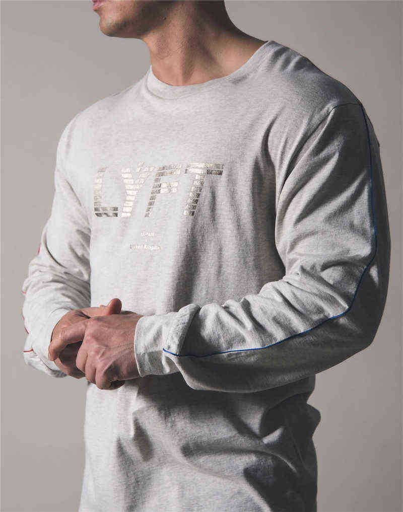 LYFT Brand Casual Long sleeve Cotton T-shirt Men Gym Fitness Workout Skinny t shirt Male Print Tee Tops Running Sport Clothing G1222