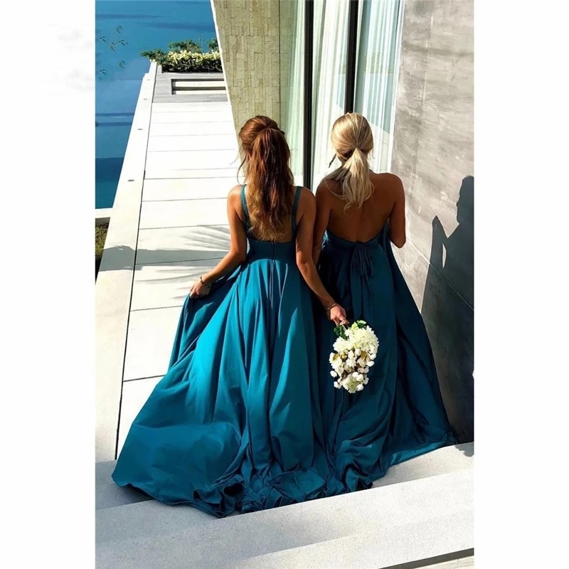 Summer Beach Empire Waist Pink Bridesmaid Dresses Long Deep V-Neck Maid of Honor Gowns Sexy Front Slit Chiffon A e Backless Wedding Guest Party Dress