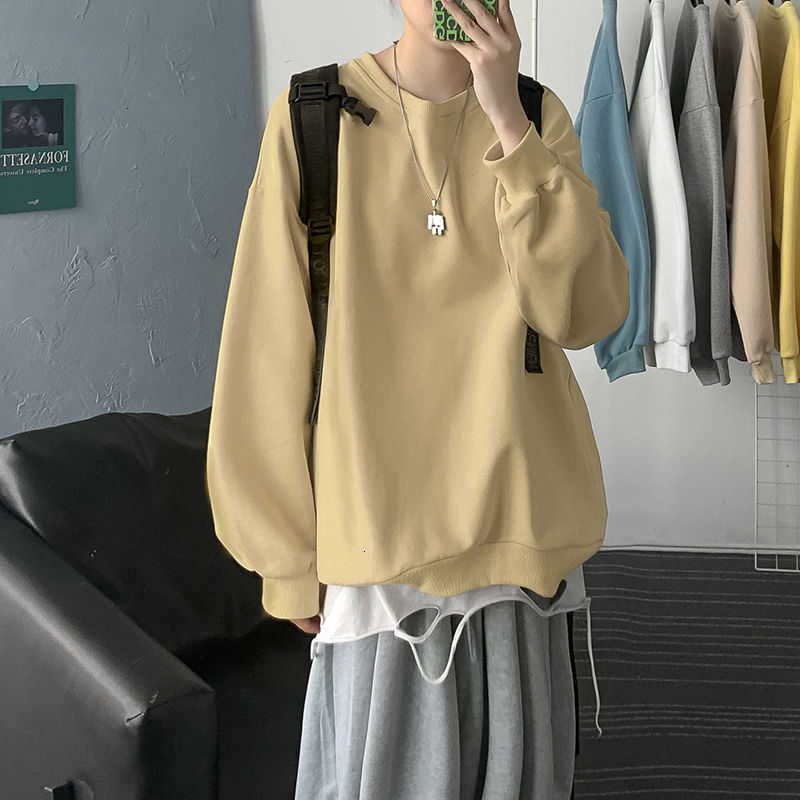 PR Men's Solid Color Casual Sweatshirts Autumn Woman Oversize Korean Streetwear Hoodies Fashion Long Sleeve Pullovers 210730