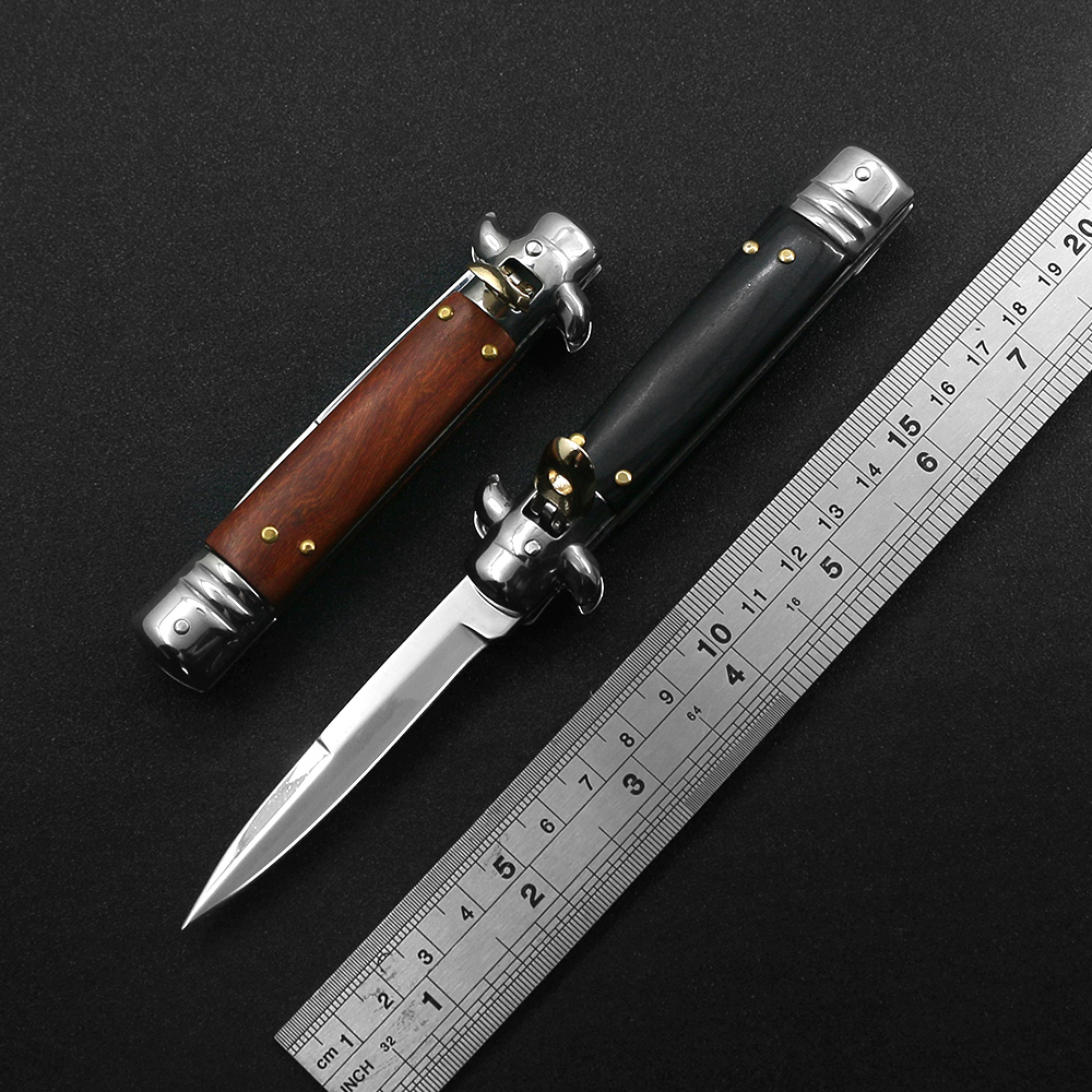 B053 Mini Outdoor Hunting Survival Automatic Knife 440 Mirror Blade Color Wooden Handle EDC Camping Adventure Tool Kitchen dinner cutter
B053 Mini Outdoor Hunting Survival Automatic Knife 440 Mirror Blade Color Wooden Handle EDC Camping Adventure Tool Kitchen dinner cutter