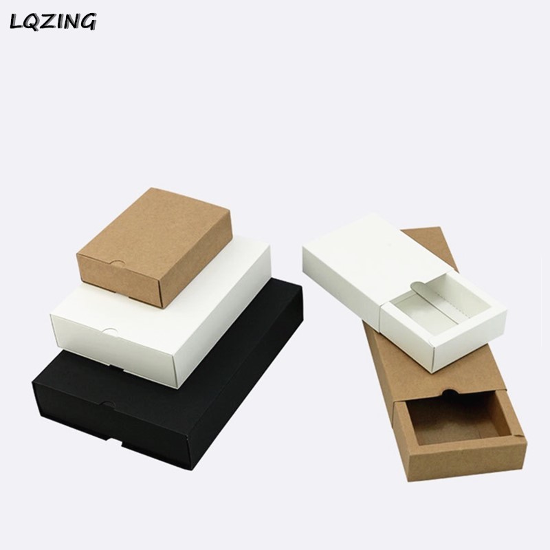 20pcs white/black/kraft packaging for underwear, gift box, sliding shape gift box drawer new year gift 210325