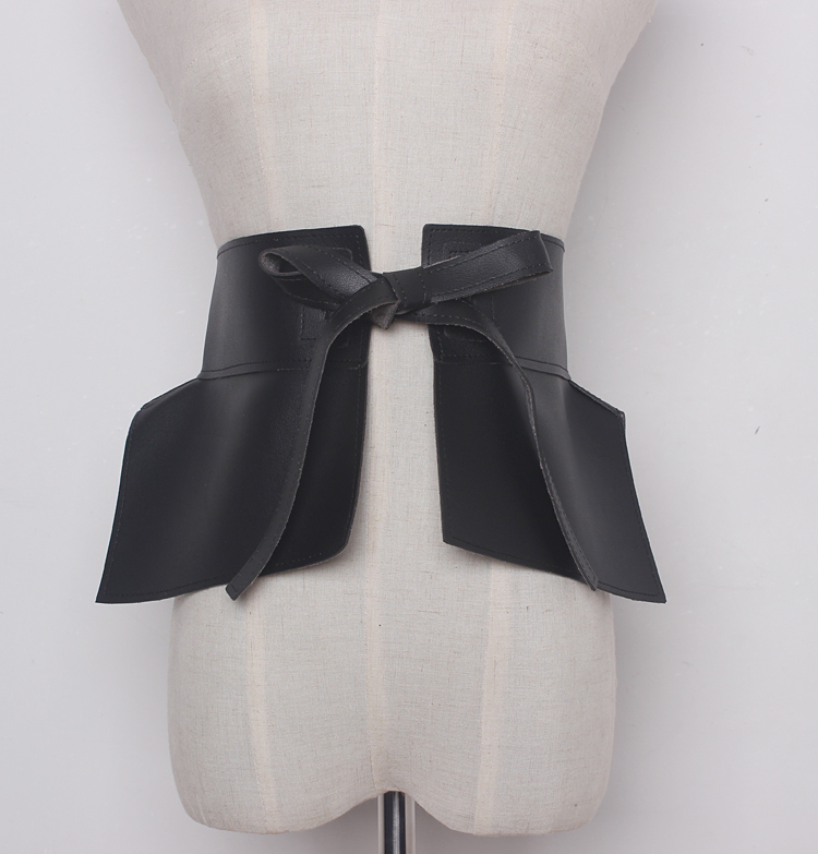 2020 New spring summer faux leather ruffles Peplum Belt Waistband fashion Waist Skirt Women Accessories Tide All-match LJ200923