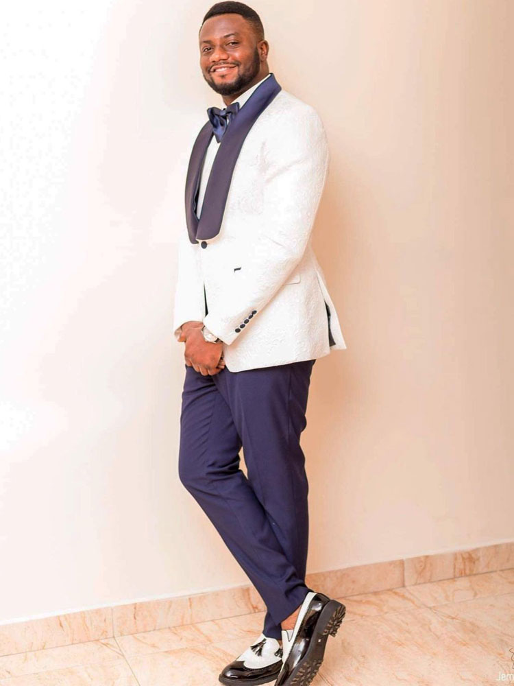 Royal Blue One Button Wedding Tuxedos Shawl Lapel Jacquard Weave Mens Suit Three Pieces Groom Wear Prom Blazers With Jackets And Vest Pants