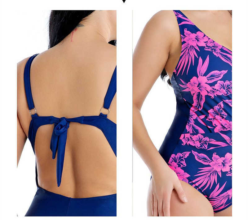8XL Large Size Swimsuit Swimwear Plus Big Breast Woman Swimsuits Beach Monokini Print Fat Swim Suit 5XL 6XL 7XL 210625