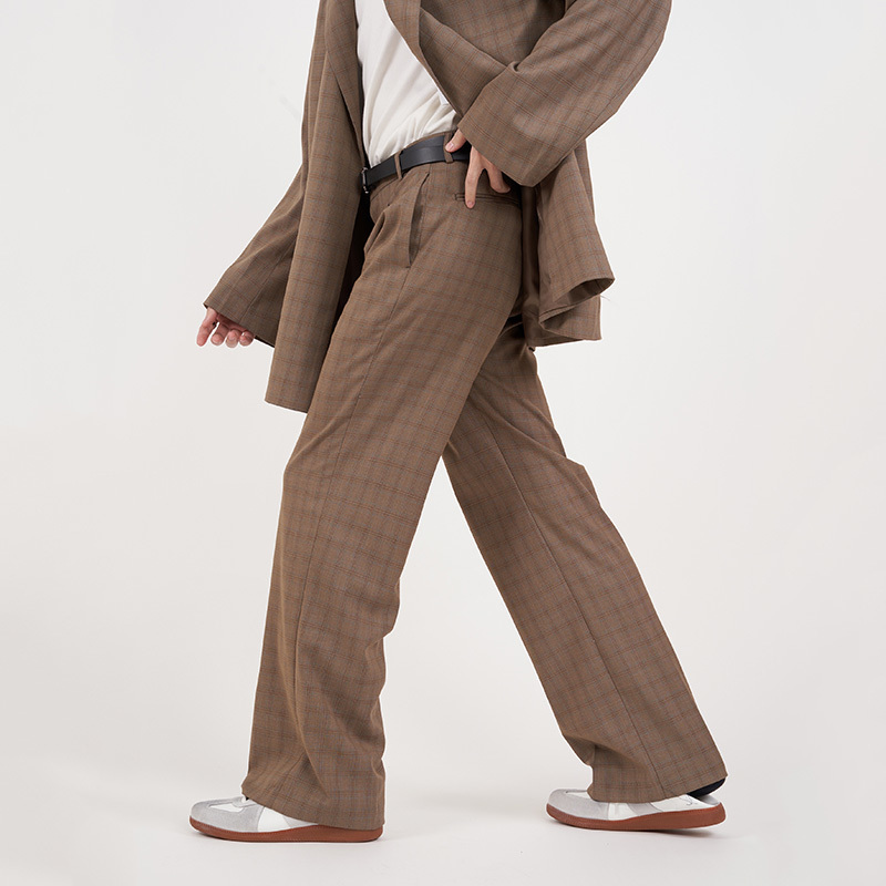 IEFB Men's Causal Pants Loose Fashion Vintage Plaid Straight Trousers Spring Summer Loose Wide Leg Pants 9Y6203 210524