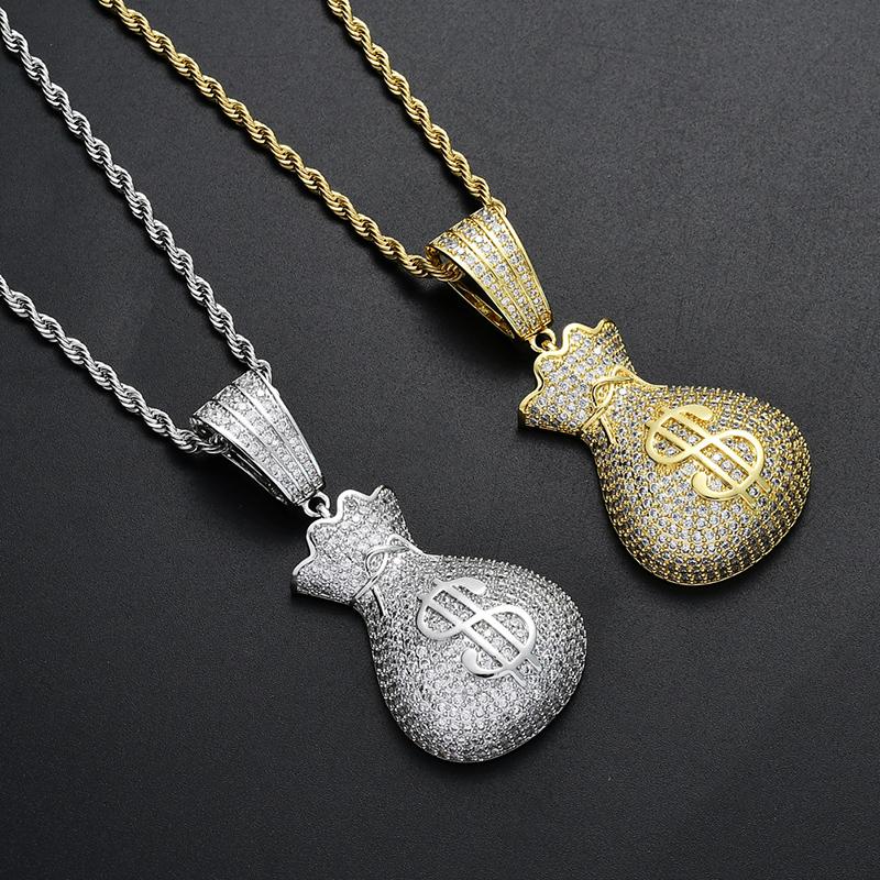 Pendant Necklaces Hip Hop Cubic Zirconia Paved Bling Iced Out Gold Silver Color US Dollar Sign Money Bag Pendants Necklace For Men Jewel
Pendant Necklaces Hip Hop Cubic Zirconia Paved Bling Iced Out Gold Silver Color US Dollar Sign Money Bag Pendants Necklace For Men Jewel