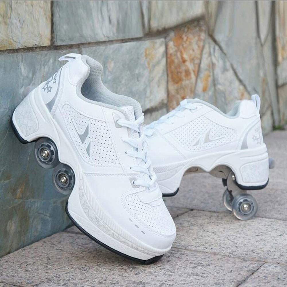 Deformation s for Kids Boys Girls Parkour Wheel Shoes 4 Wheels Rounds Of Running Shoes Roller Skates Shoes 97, White a
Deformation s for Kids Boys Girls Parkour Wheel Shoes 4 Wheels Rounds Of Running Shoes Roller Skates Shoes 97, White a
