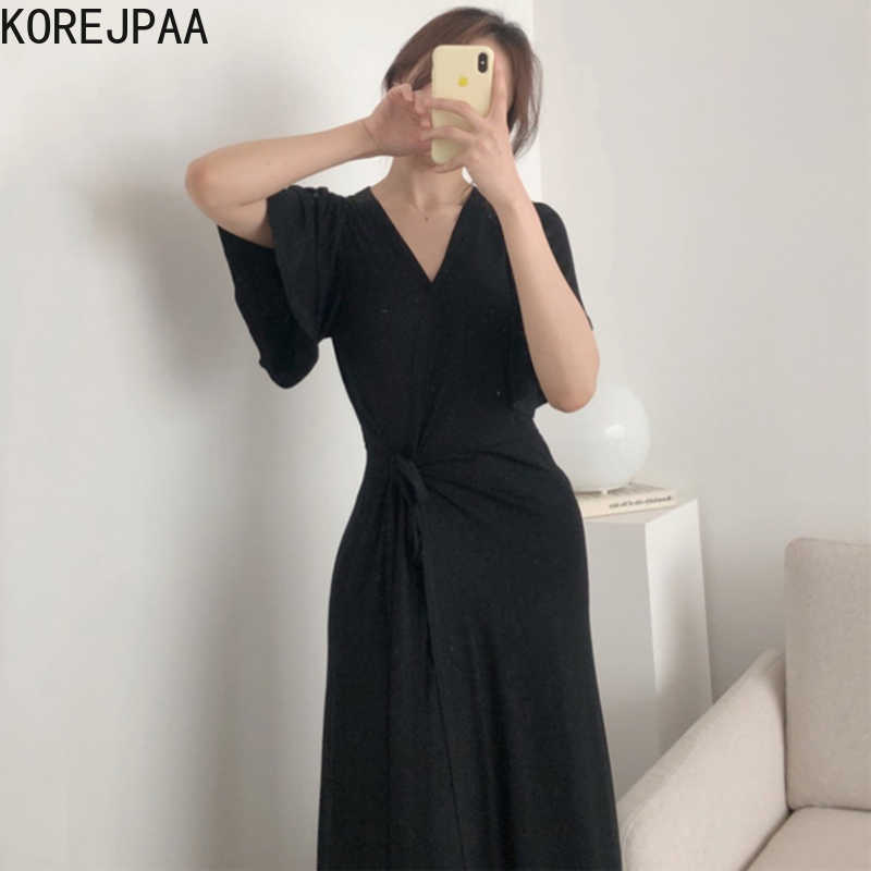 Korejpaa Women Dress Summer Korean Chic Ladies Elegant Temperament V-Neck Side Pleated Lace-Up Ruffled Sleeves Vestidos 210526, Black
Korejpaa Women Dress Summer Korean Chic Ladies Elegant Temperament V-Neck Side Pleated Lace-Up Ruffled Sleeves Vestidos 210526, Black
