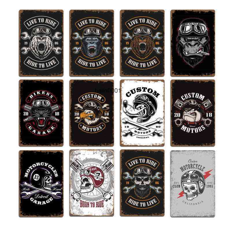 

2021 New Motorcycle Skull Wolf Signs Plaques Pub Club Wall Decoration Vintage Metal Tin Sign Home Garage Decor Art Postersa