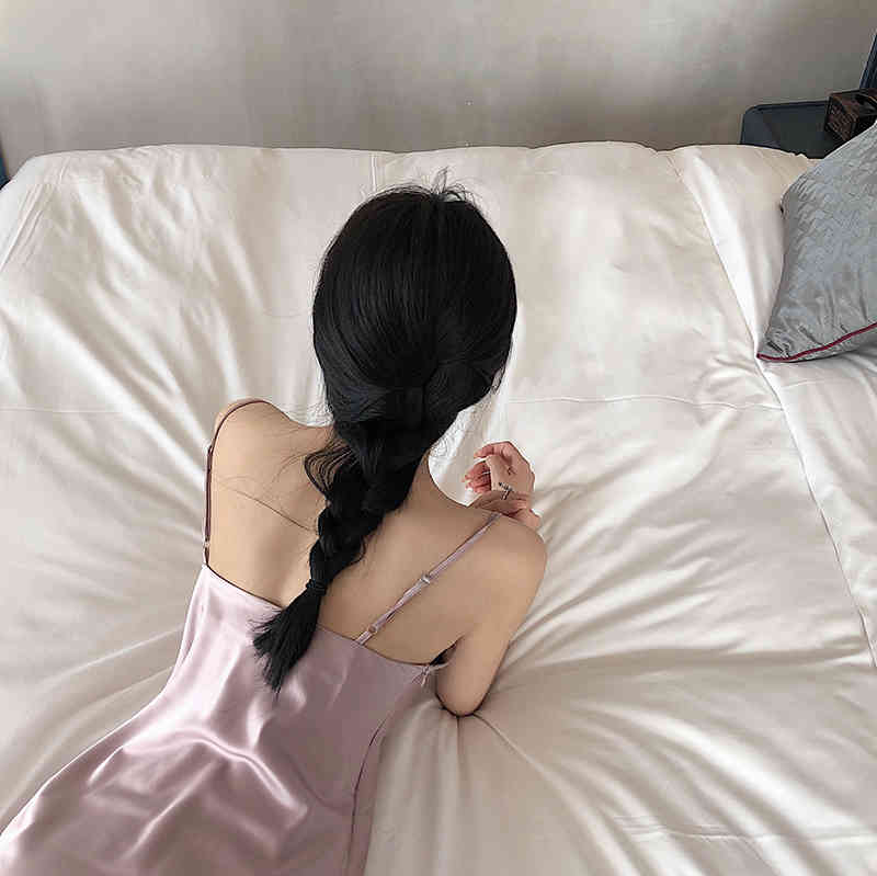 Dresses Summer Fashion Korean Wild Sexy Bottom V Neck Spaghetti Strap Pink Slik Dress Women Mini Sleeveless Satin Vestidos 210429