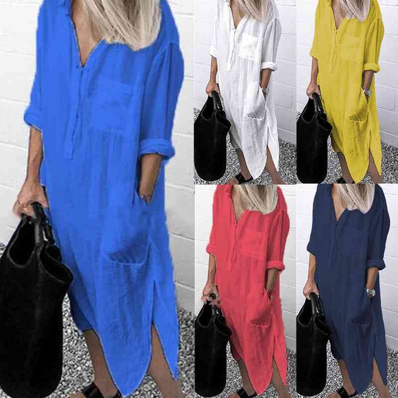 Summer For women en Maxi Shirt Dresses Ladies Elegant Casual Vestidos Female Tunic Plus size 5XL Long Dress White 210715