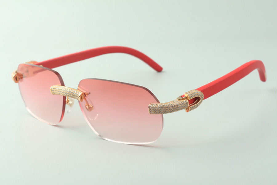 Direct sales micro-paved diamond sunglasses 3524024 with red wooden temples designer glasses, size: 18-135 mm
Direct sales micro-paved diamond sunglasses 3524024 with red wooden temples designer glasses, size: 18-135 mm