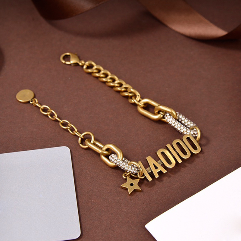 Highly chain fashionable alloy vacuum plated non-tarnish monogrammed rope set with stones bracelet, Black
Highly chain fashionable alloy vacuum plated non-tarnish monogrammed rope set with stones bracelet, Black