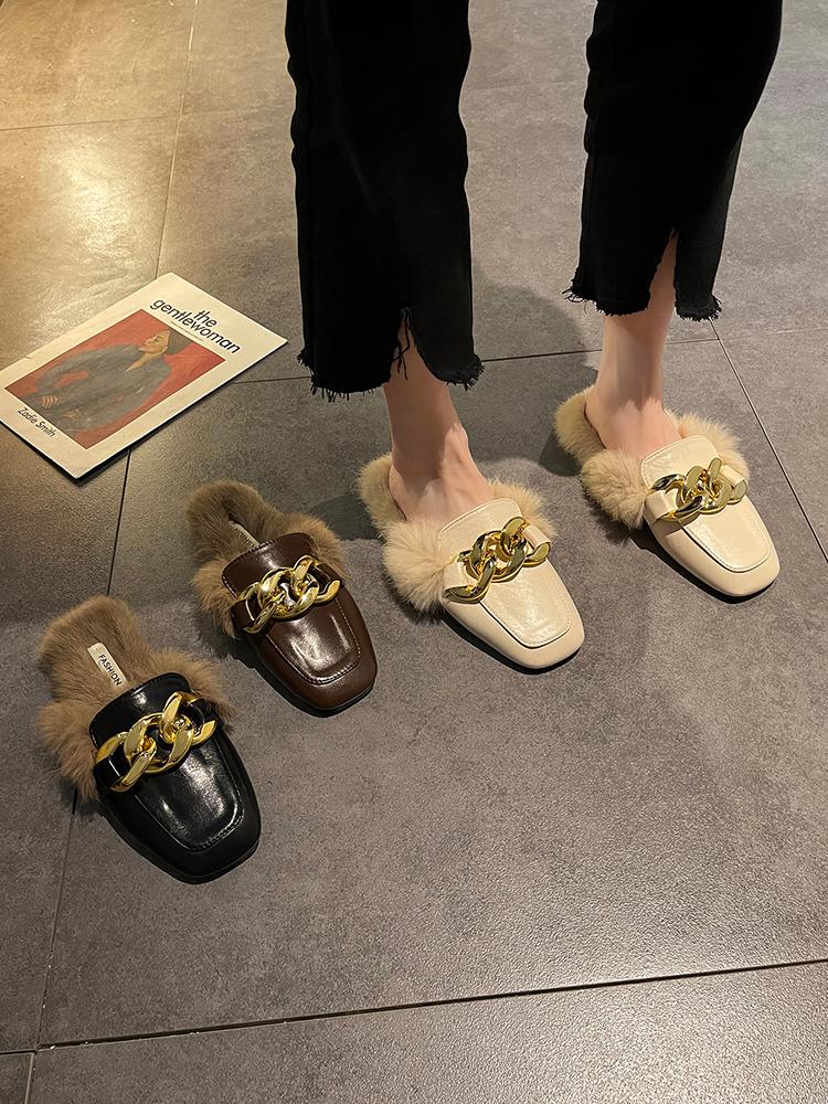 Slippers LazySeal Winter Real Fur Metal Chain Mules Women Shoes Loafers Round Toe Casual Furry Slides Fluffy Hairy Flip Flops, Beige
Slippers LazySeal Winter Real Fur Metal Chain Mules Women Shoes Loafers Round Toe Casual Furry Slides Fluffy Hairy Flip Flops, Beige