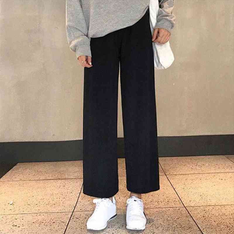 wide leg ulzzang solid womens capris high waist trousers pleated loose casual elegant korean style, Black;white
wide leg ulzzang solid womens capris high waist trousers pleated loose casual elegant korean style, Black;white