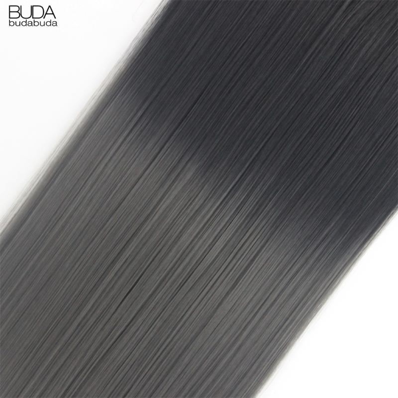 Synthetic Wigs Budabuda 22inch Long Straight 5 Clips In Hair Black Brown High Tempreture Ombre Piece For White Women