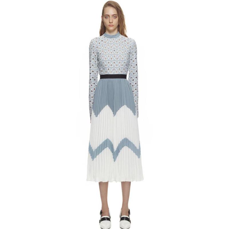 Casual Dresses High Quality 2021 Autumn Arrival Stand Collar Long Sleeve Color Block Woman Pleated Lace Chiffon Dress Sky Blue E491
Casual Dresses High Quality 2021 Autumn Arrival Stand Collar Long Sleeve Color Block Woman Pleated Lace Chiffon Dress Sky Blue E491