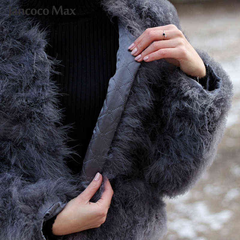 Women Real Ostrich Feather Coats Winter Fashion Natural Fur Jackets Fluffy Turkey Feather Lady S1002 211118