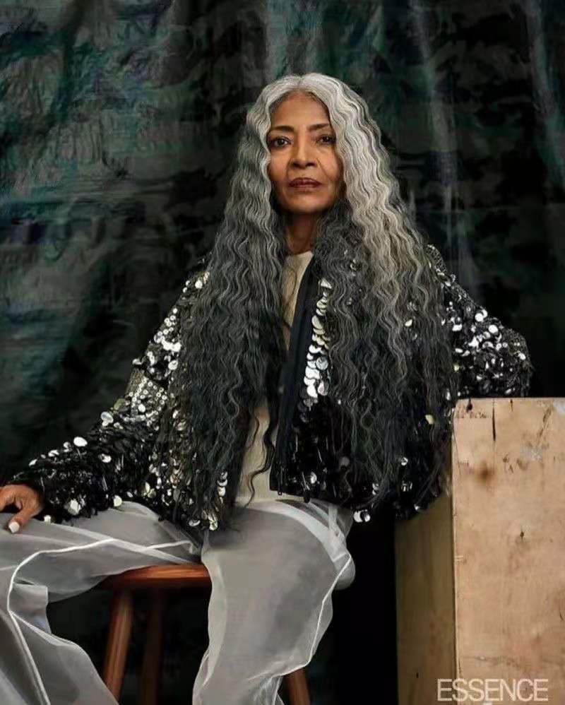 Long high ombre gray pony tail hair piece wraps real human two tone silver grey ponytail hairpiece invisible lace