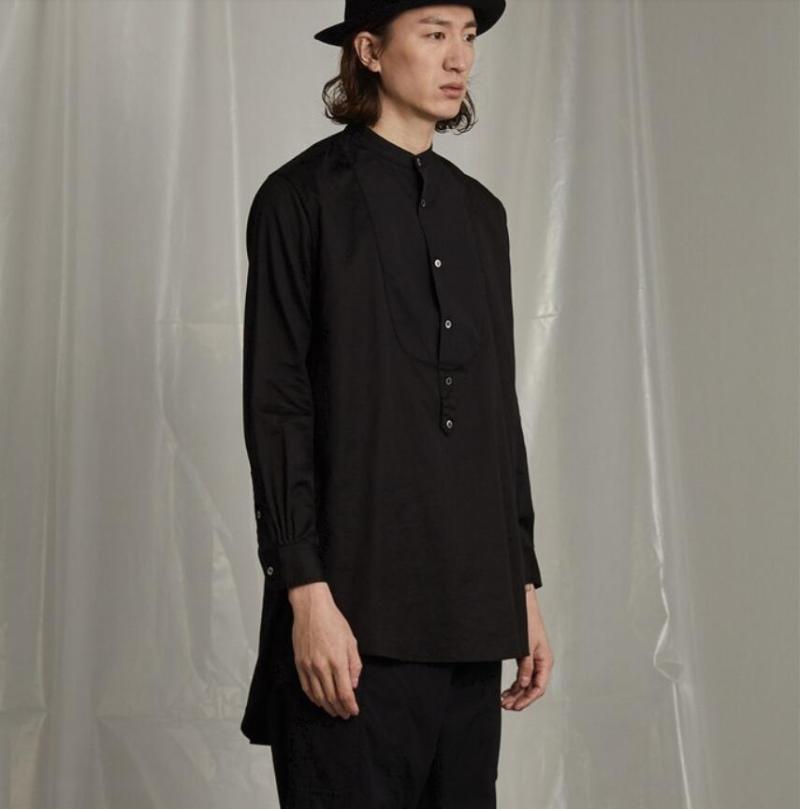 S-6XL 2021 Men's Clothing Hair Stylist Fashion Original Street Model Asymmetric Hem Stand Collar Shirt Plus Size Costumes Casual Shirts