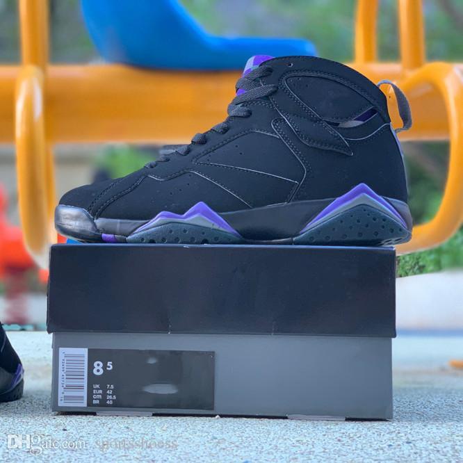 Jumpman 7 Retro Mens Shoes Ray Allen Bucks 304775 053 Black Field Purple Fir Dark Stee Big Size GymTennis Shoe Schoenen