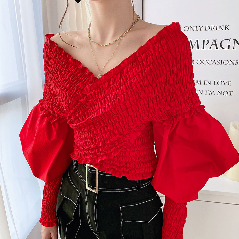 Dabuwawa Asymmetrical Neck Off Shoulder Solid Shirts Women Slim Fit Party Sexy Pullover Lantern Sleeve Blouses Female DT1AST030 210520