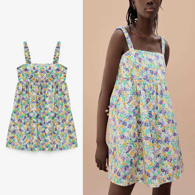Summer Flowers Print Mini Za Dress Women Sleeveless Wide Straps Vintage Elastic Beach Dress Fashion Backless Sexy Dresses 210602, As picture
Summer Flowers Print Mini Za Dress Women Sleeveless Wide Straps Vintage Elastic Beach Dress Fashion Backless Sexy Dresses 210602, As picture