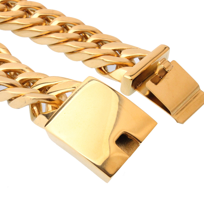 17*220mm Big Wide Cuban Miami Chain Bracelet Heavy Gold Plated Curb Link Chains Bracelets Bangle for Men New Fashion Personalized Hip Hop Rock Punk Pa