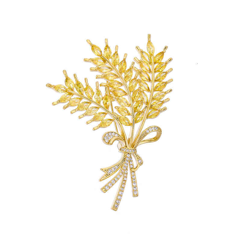 French Fashion Versatile Copper Inlaid 3a Zircon + Electroplated Real Gold Spike Brooch Coat Dress Accessories