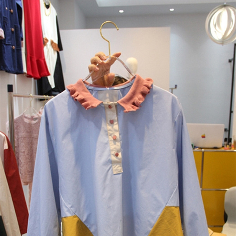 Nomikuma Blusas Mujer De Moda Spring Contrast Color Peter Pan Collar Shirt Causal Puff Long Sleeve Blouses Women Tops 6F528 210427