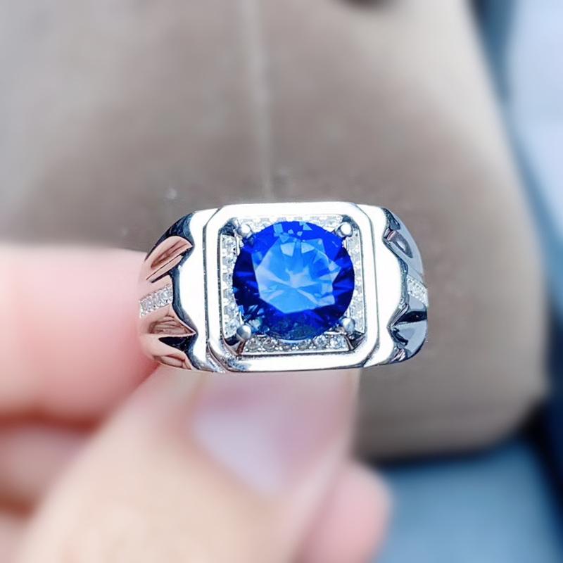 Cluster Rings Men Ring Blue Sapphire Round Per Jewelry 8*8mm 2.3ct Gemstone 925 Sterling Silver Fine J2110312, Golden;silver
Cluster Rings Men Ring Blue Sapphire Round Per Jewelry 8*8mm 2.3ct Gemstone 925 Sterling Silver Fine J2110312, Golden;silver