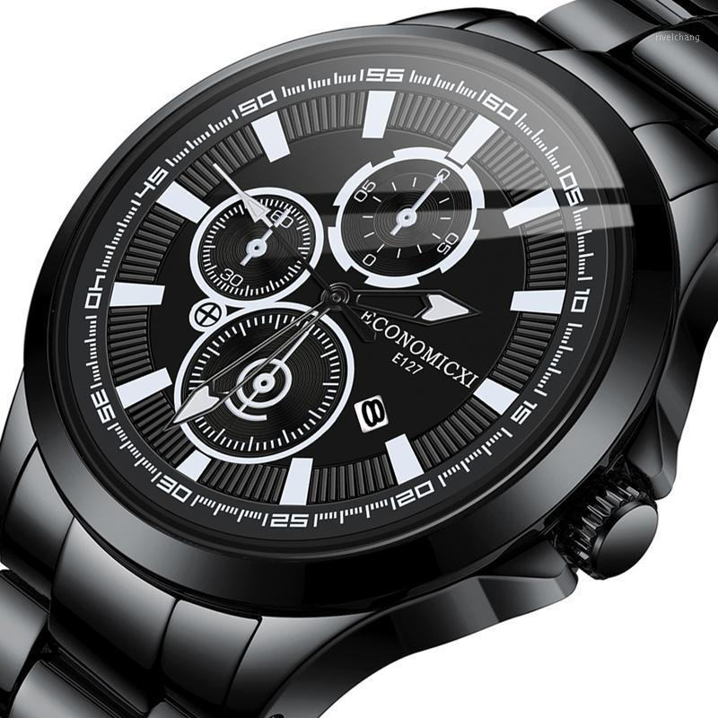 Wristwatches Luminous Three Eye Men Watch Retro Business Casual Belt Quartz Stainless Steel WriststWatch Date Clocks Gift Montre Homme, Black
Wristwatches Luminous Three Eye Men Watch Retro Business Casual Belt Quartz Stainless Steel WriststWatch Date Clocks Gift Montre Homme, Black
