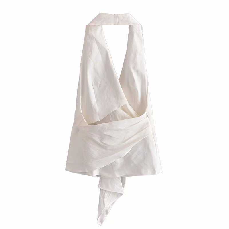 Crop Top Women Backless Casual Fashion Chic Lady Halter Top Women Summer za Top Tank Tops 210709