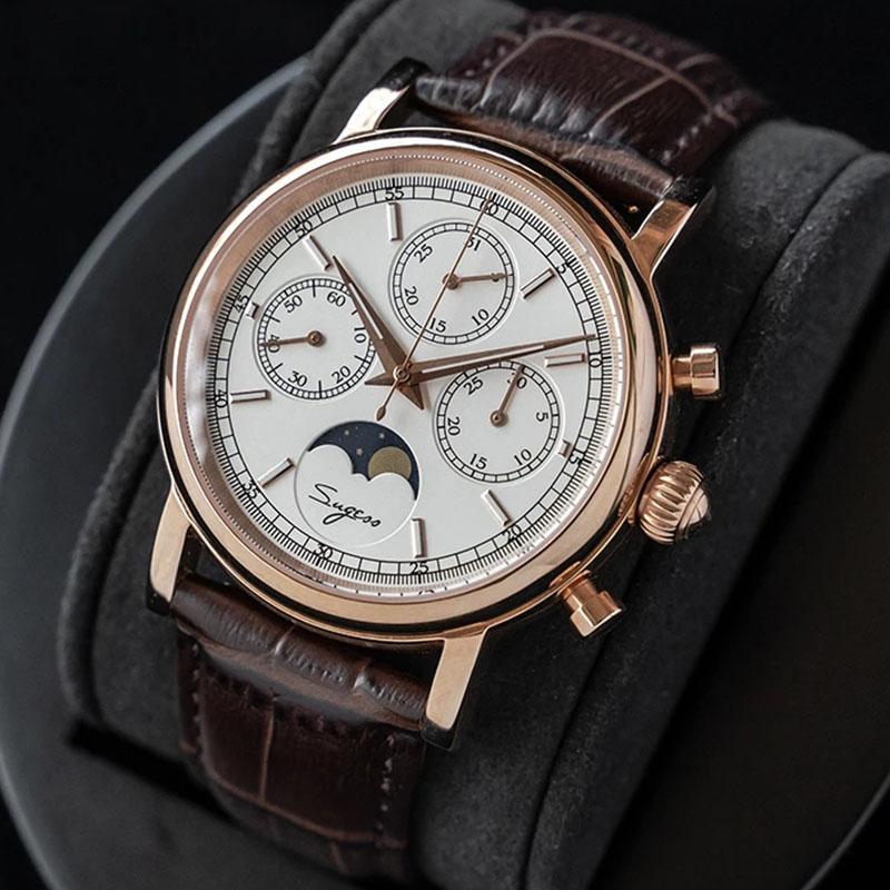 Wristwatches SUGESS Men Mechanical Seagull ST1908 Movement Sapphire Glass Chronograph Watch Moonphase Luminous Manual Winding, Black case
Wristwatches SUGESS Men Mechanical Seagull ST1908 Movement Sapphire Glass Chronograph Watch Moonphase Luminous Manual Winding, Black case
