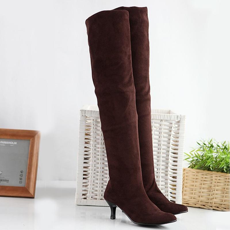Boots Women's Lace-up Knee Bare Autumn Winter 2021 Female Flat Round Toe Shoes Lelgant Ladies Solid Long Booties Botas #4
