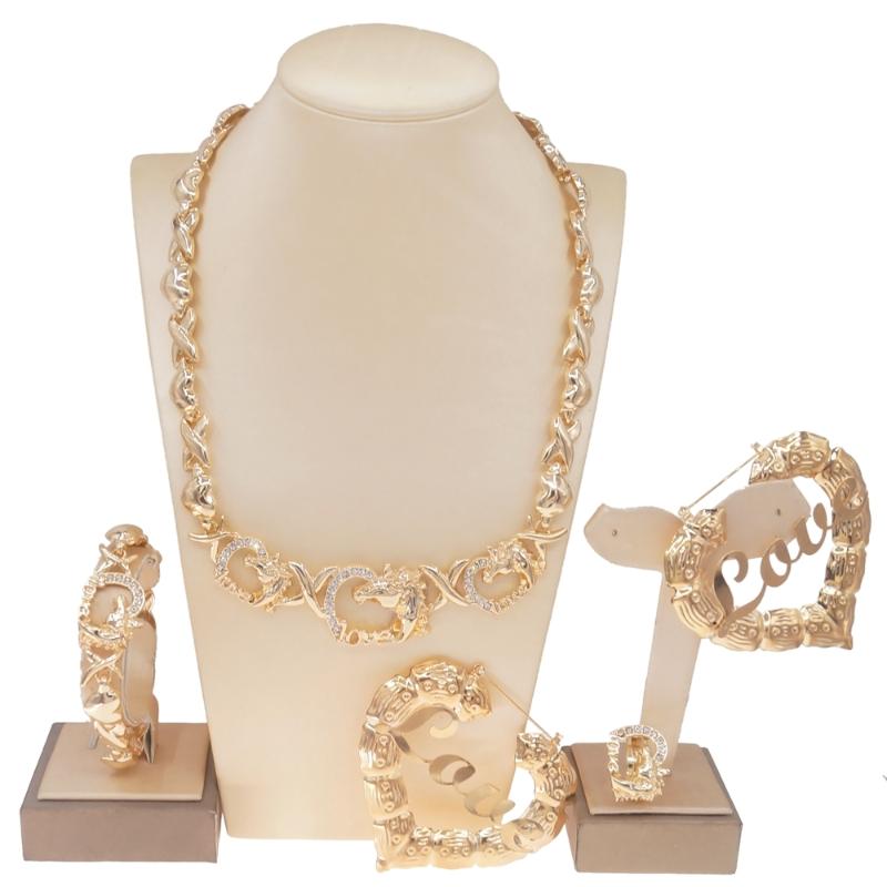 Earrings & Necklace African Jewelry Set Fashion Wedding Party XOXO Heart Crystal Plated Gold Dubai Exquisite Bracelet Earring Ring, Silver
Earrings & Necklace African Jewelry Set Fashion Wedding Party XOXO Heart Crystal Plated Gold Dubai Exquisite Bracelet Earring Ring, Silver