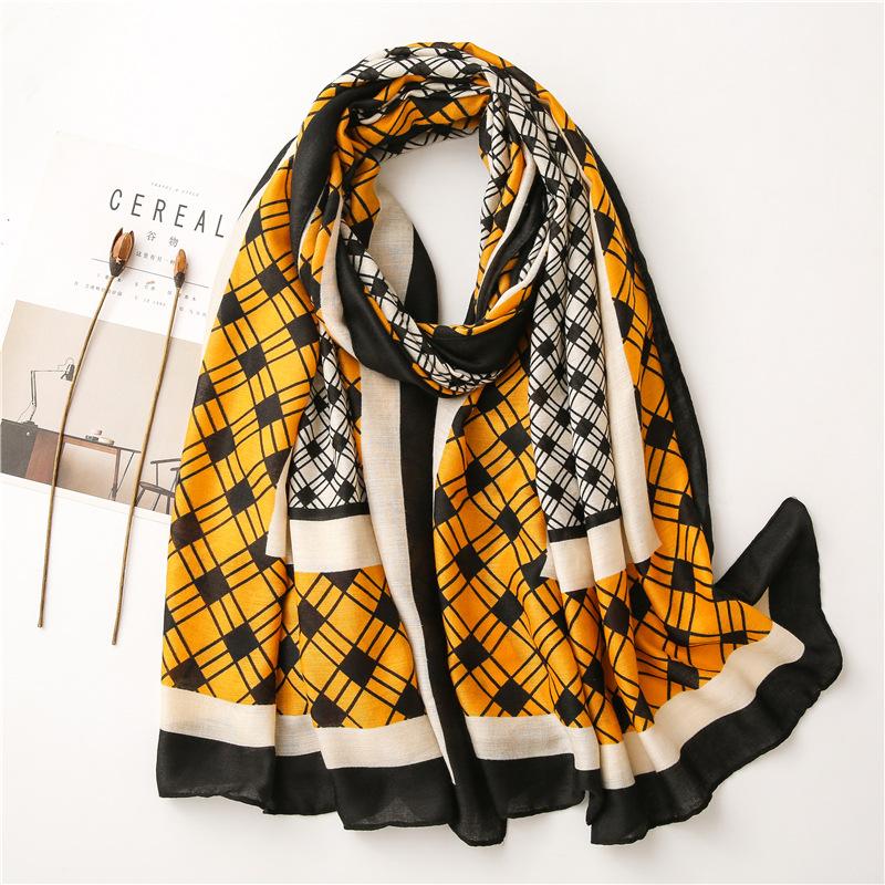 Berets Spain Fashion Women Viscose Scarf Luxury Geometric Plaid Beach Hijab Shawls And Wraps Foulard Echarpe Brand Designer 180*90Cm, Blue;gray
Berets Spain Fashion Women Viscose Scarf Luxury Geometric Plaid Beach Hijab Shawls And Wraps Foulard Echarpe Brand Designer 180*90Cm, Blue;gray