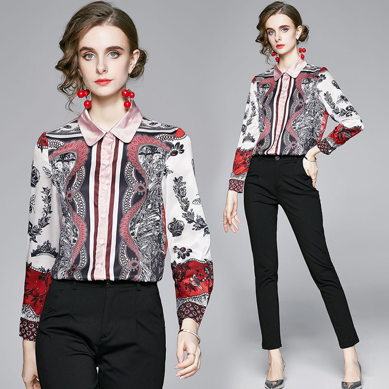 Luxury Fashion Runway Printed Shirts Women Designer Elegant Blouses Slim Spring Autumn Casual Ladies Street Style Shirt Quality Long Sleeve Office Beautiful Tops, Customize
Luxury Fashion Runway Printed Shirts Women Designer Elegant Blouses Slim Spring Autumn Casual Ladies Street Style Shirt Quality Long Sleeve Office Beautiful Tops, Customize