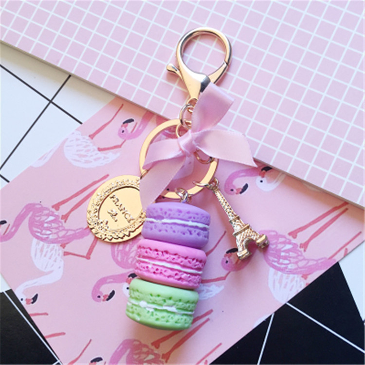 New Macaron Cake Key Chain Fashion Cute Keychain Bag Charm Car Key Ring Wedding Party gift Jewelry For Women Men GC128