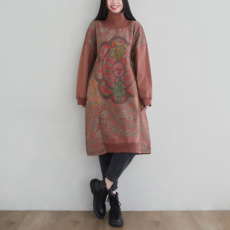 Johnature Women Pullover Sweatshirts Turtleneck Long Sleeve Print Floral Vintage Terry Autumn Japan Style Female Sweatshirt 210521, Coffee
Johnature Women Pullover Sweatshirts Turtleneck Long Sleeve Print Floral Vintage Terry Autumn Japan Style Female Sweatshirt 210521, Coffee