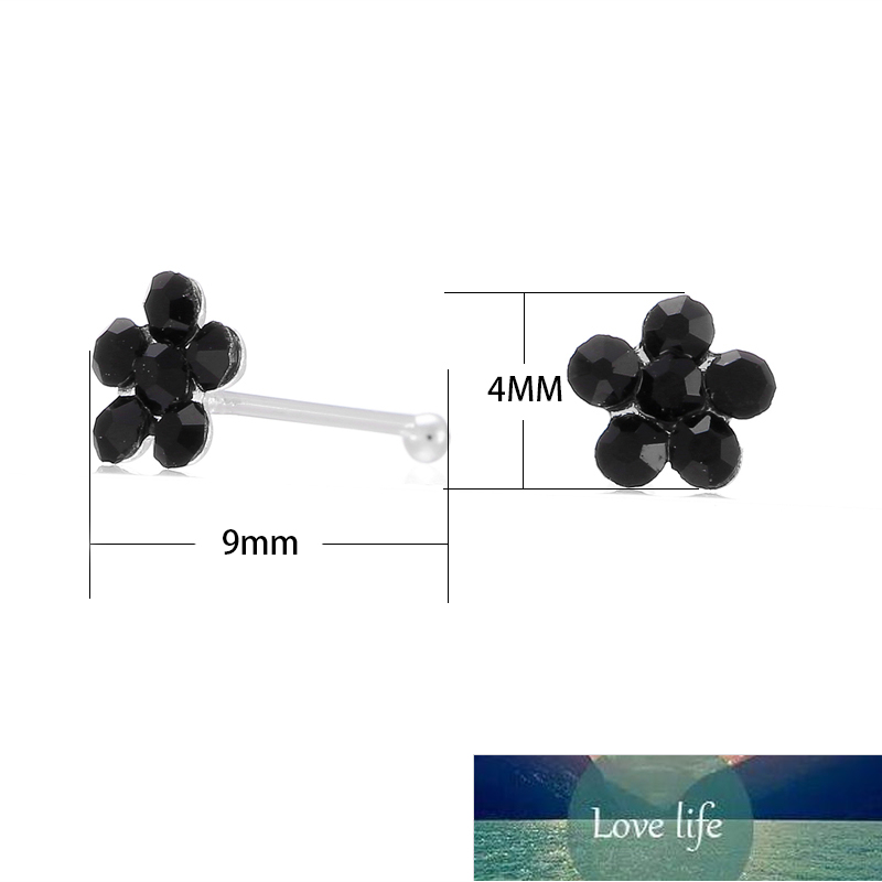 20Pcs/Box Body Nose Piercing Jewelry Nose Rings Studs For Women Colored Crystal Flower Nail Jewelry Wholesale