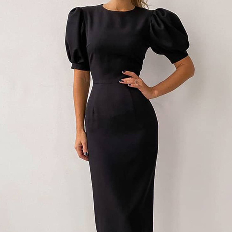 Nomikuma Spring Summer Puff Short Sleeve Women Dress Fashion Elegant Bodycorn Dresses Korean High Waist Dresses 6G245 210427